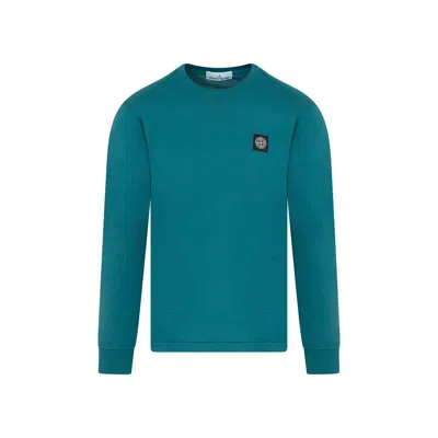 Stone Island Logo Patch Long Sleeved T-shirt In Blue