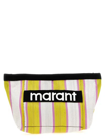 Isabel Marant Powden Striped Clutch Bag In Yellow