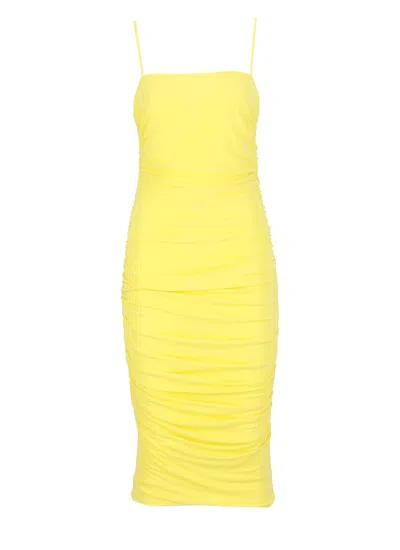Pinko Forza Ruched Dress In Yellow