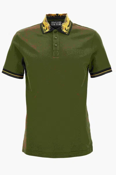 Versace Jeans Couture Baroque-pattern Polo Shirt In Green