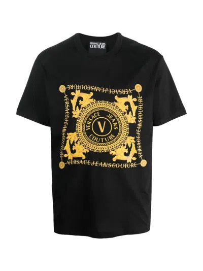 Versace Jeans Couture Logo-print Organic Cotton T-shirt In Black