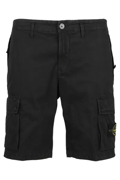 Stone Island Compass-badge Cotton Shorts In Grey