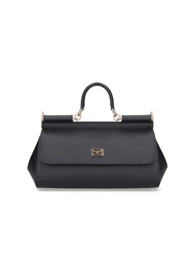 Dolce & Gabbana Black Leather Medium Sicily Handbag