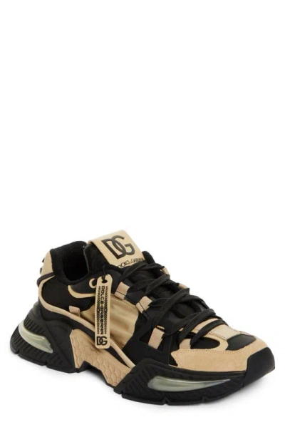 Dolce & Gabbana Airmaster Sneaker In Nylon And Suede In Black