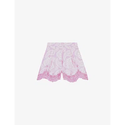 Maje Womens Roses Scalloped-hem Paisley-print Woven Shorts