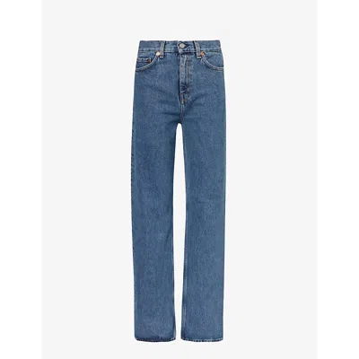 Sporty And Rich Straight-leg High-rise Relaxed-fit Jeans In Medium Blue