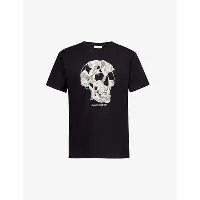 Alexander Mcqueen Mens Black Skull Graphic-print Cotton-jersey T-shirt