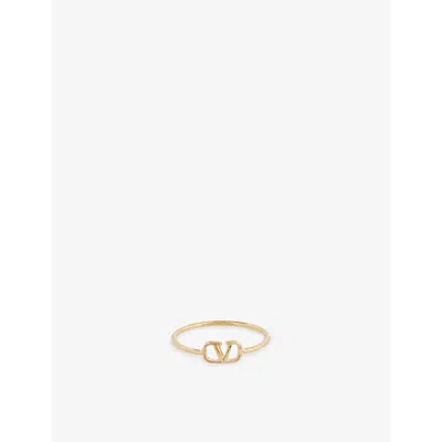 Valentino Garavani Valentino Womens Oro 18 Logo-embellished Brass Ring