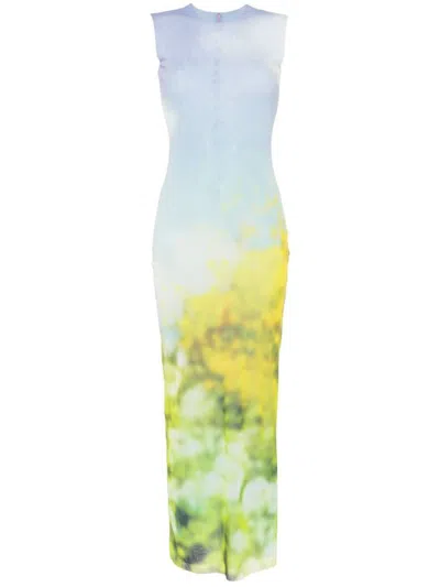 Acne Studios Printed Long Dress In Lilac