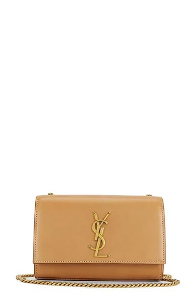 Saint Laurent Kate Small Chained Shoulder Bag In Brown Gold