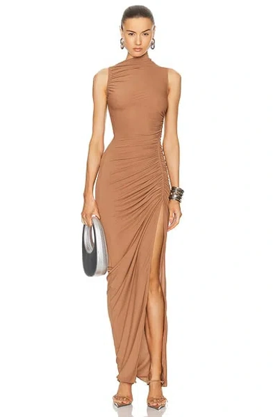 Rick Owens Svita Ruched Jersey Gown In Nude