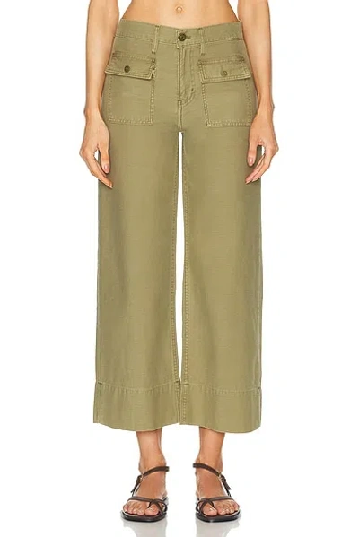 Frame The 70s Patch Pocket Crop Straight In Washed Summer Sage