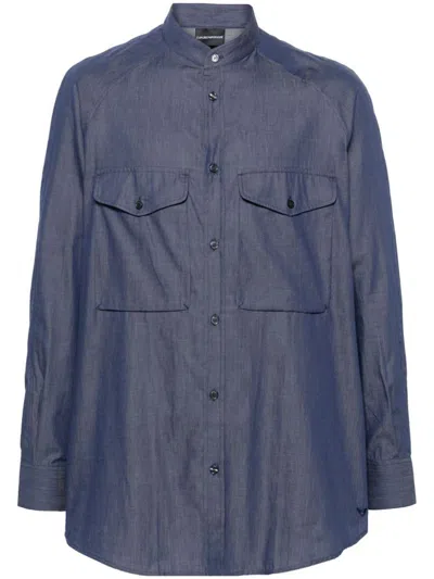 Emporio Armani Cotton Shirt In Blue