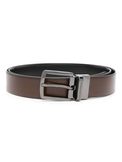 Emporio Armani Leather Belt In Brown