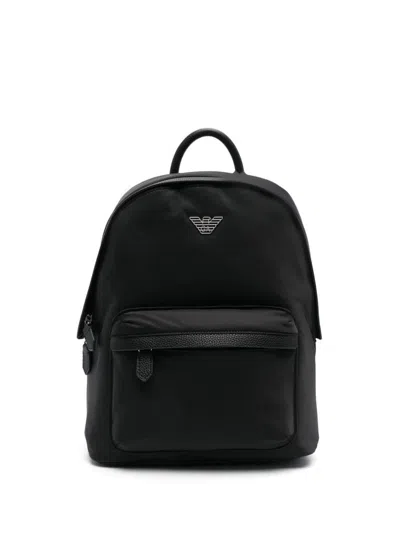 Emporio Armani Nylon Backpack In Black