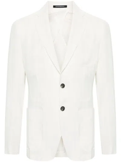 Emporio Armani Single-breasted Blazer Jacket In White