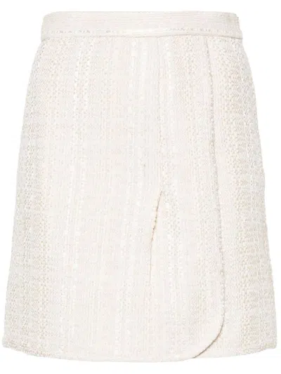 Iro Cotton Blend Wrapped Skirt In Beige