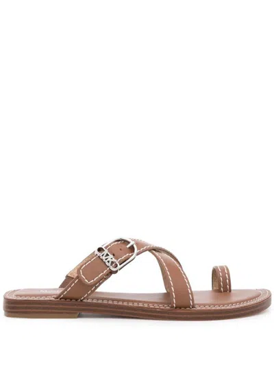 Michael Kors Ashton Leather Sandals In Leather Brown