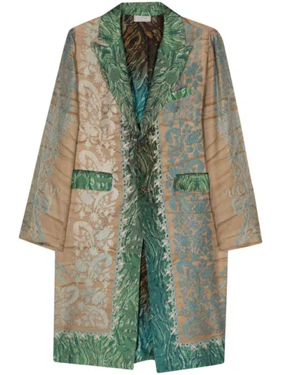 Pierre-louis Mascia Printed Silk Coat In Green