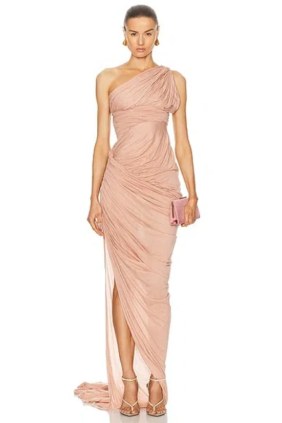 Rick Owens Lido One-shoulder Draped Cotton-jersey Gown In Dark Pink