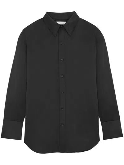 Saint Laurent Silk Oversized Shirt In Black