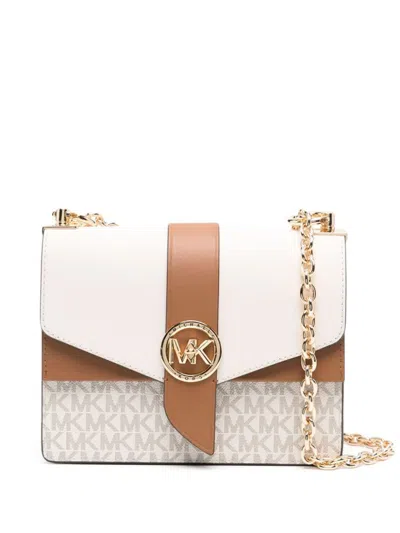 Michael Kors Greenwich Small Leather Crossbody Bag In White