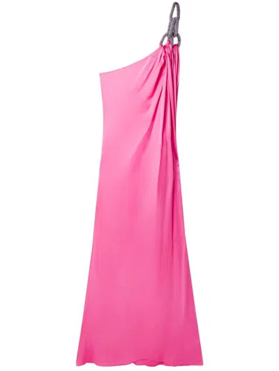 Stella Mccartney Crystal One-shoulder Long Dress In Pink
