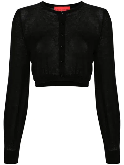 Wild Cashmere Silk And Cashmere Blend Cropped Cardigan In Black