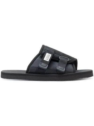 Suicoke 'kaw-cab' Black Sandals With Velcro Fastening In Nylon Man