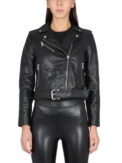 Michael Kors M  Woman's Black Leather Biker Jacket