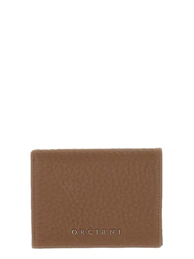 Orciani Soft Leather Wallet In Beige