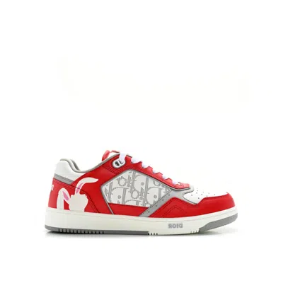 Dior Oblique Rabbit Motif Sneakers In Red
