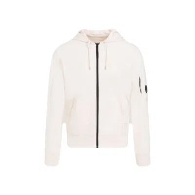 C.p. Company Cp Company Cotton Zipped Hoodie In White