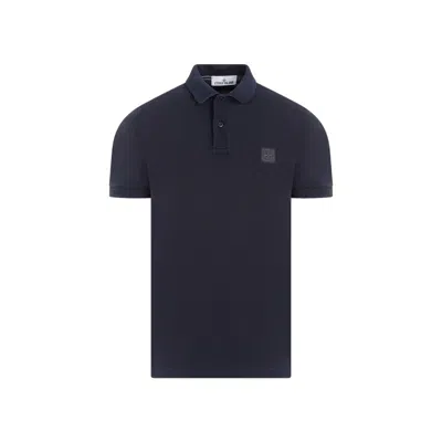 Stone Island Luxury Polo Shirt For Men    Navy Blue Polo Shirt In Black