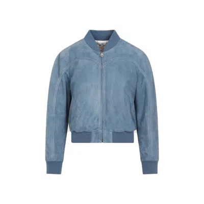 Chloé Suede Bomber Jacket In Blue