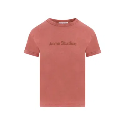 Acne Studios Logoed Cotton T-shirt In Burgundy