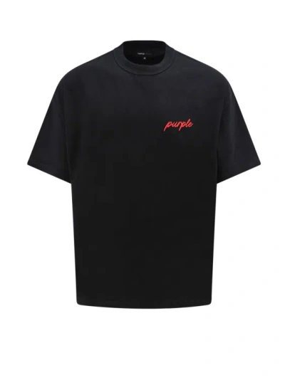 Purple Brand Cotton T-shirt With Embroidered Logo In Black