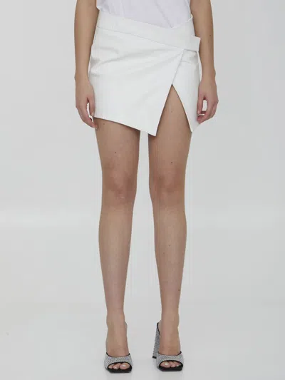 Attico Cloe Leather Miniskirt In White