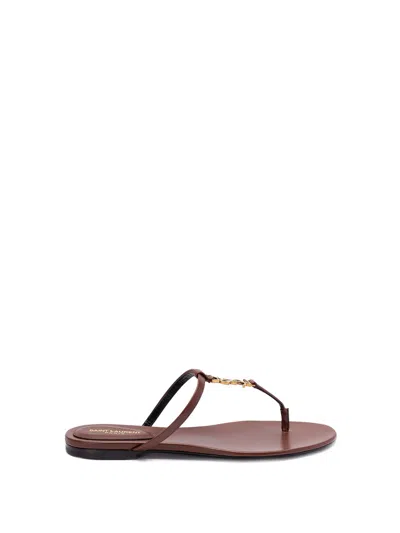 Saint Laurent `cassandra` Sandals In Brown