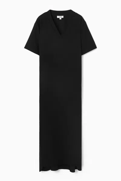 Cos V-neck Midi Dress In Black