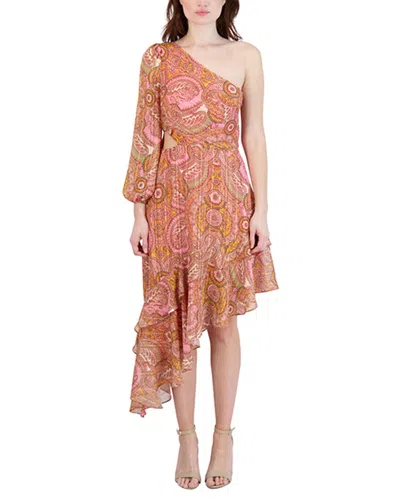Bcbgeneration Womens Ruffled Midi Cocktail And Party Dress In Pink