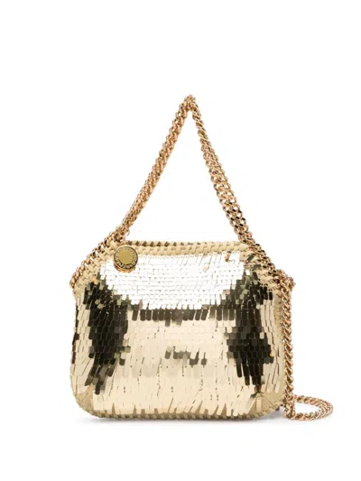 Stella Mccartney Mini Falabella Bag With Sequins In Gold