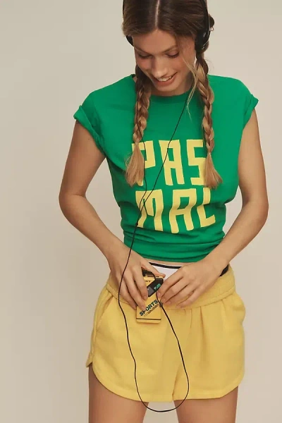 Clare V Classic Tee Green W/ Bright Yellow