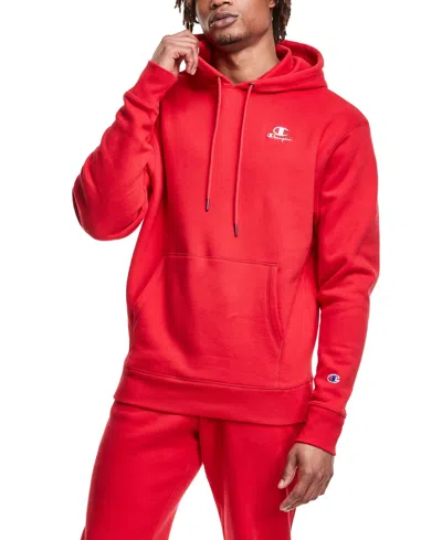 Champion Men's Classic Standard-fit Logo Embroidered Fleece Hoodie In Scarlet