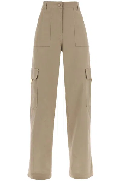 Valentino Cotton-blend Canvas Wide-leg Cargo Trousers In Beige