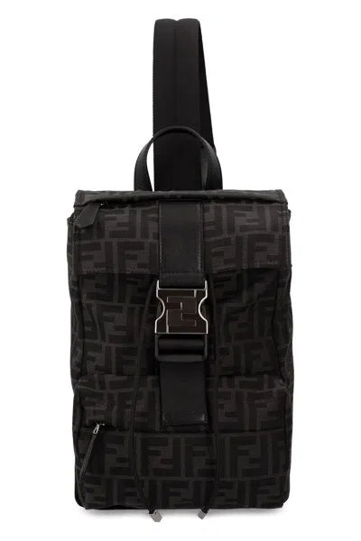 Fendi Ness Fabric Backpack In Grey