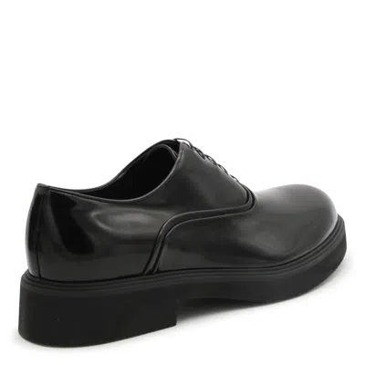 Ferragamo Black Leather Lace Up Shoes
