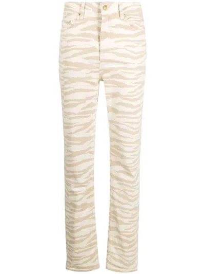 Ganni Cream And Beige Cotton Blend Swigy Jeans In Pale Khaki