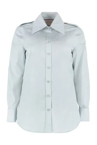 Gucci Cotton Poplin Shirt In Navy