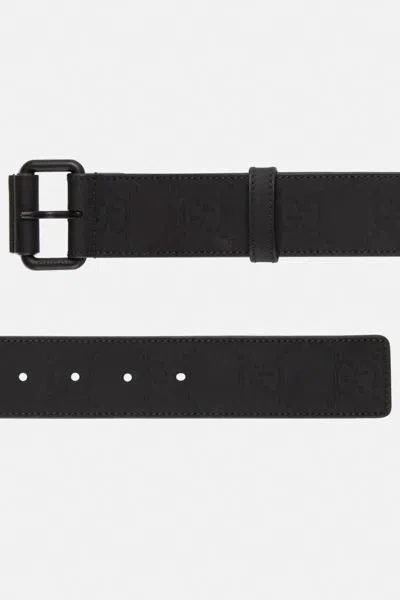 Gucci Rubber Effect Leather Belt In Black